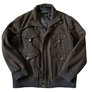 COOGI Men’s Army Green Wool Blend Heavy Zip/Snap Up Winter Coat 3X